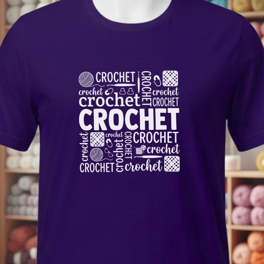 Crochet Word T-Shirt Purple t-shirt