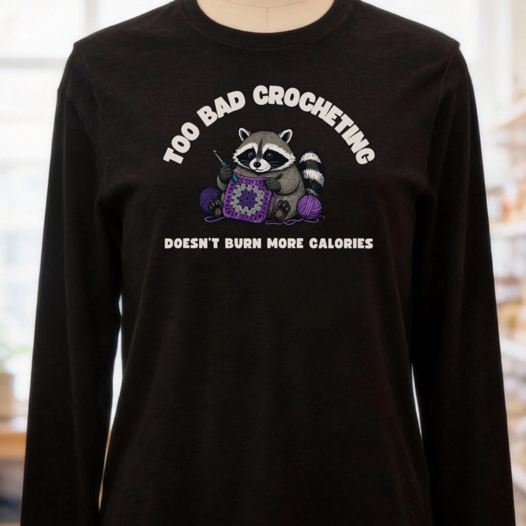 Crochet and Calories Long Sleeve Tee Black t-shirt