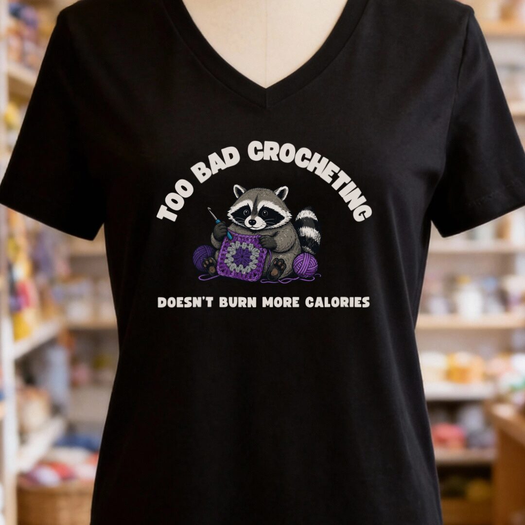 Crochet and Calories V-Neck T-Shirt Black t-shirt