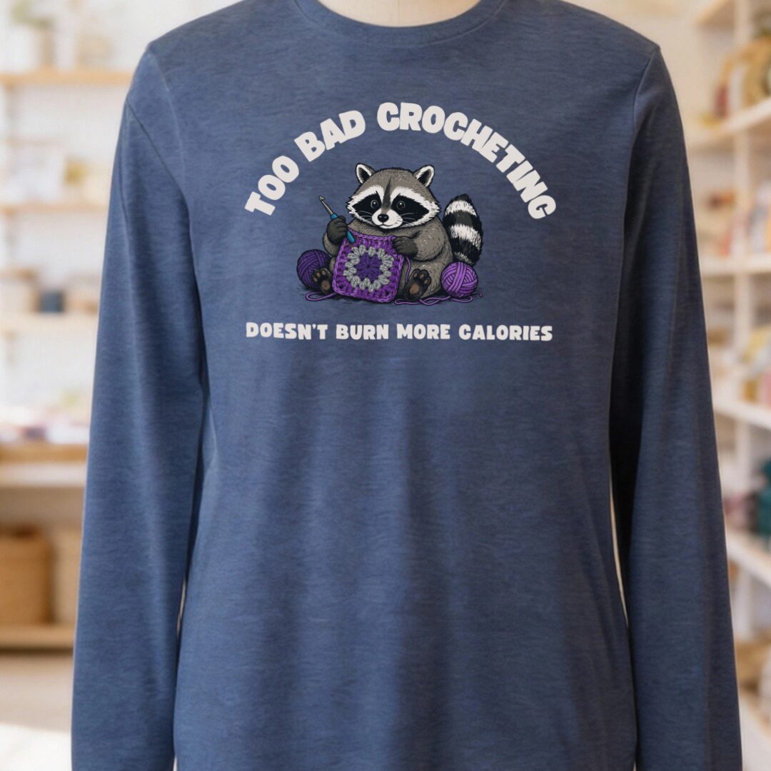 Crochet and Calories Long Sleeve Tee Navy t-shirt