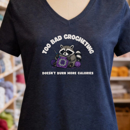 Crochet and Calories V-Neck T-Shirt Navy t-shirt