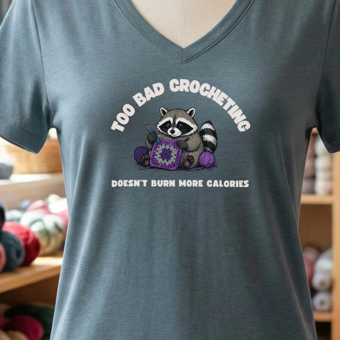 Crochet and Calories V-Neck T-Shirt Slate t-shirt