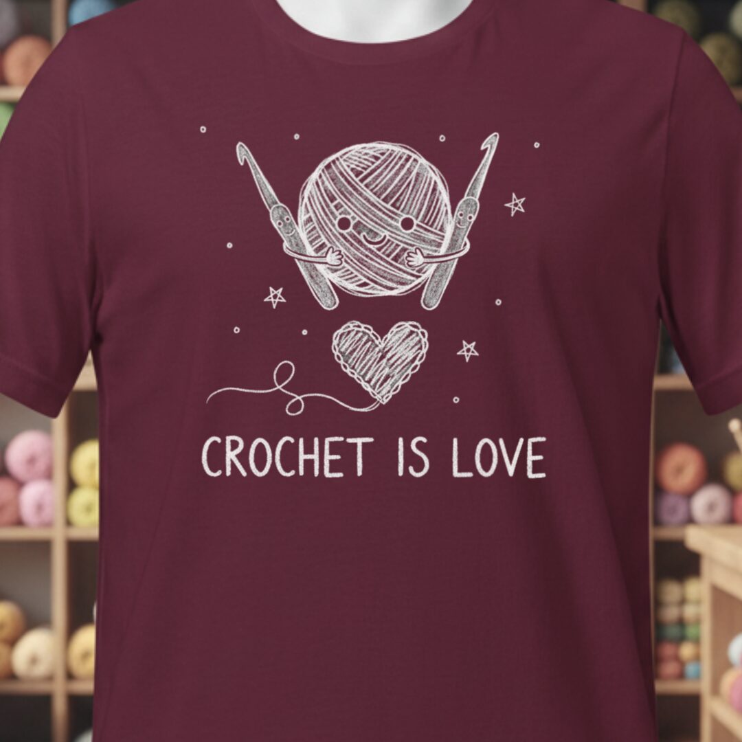 Crochet is Love T-Shirt Maroon t-shirt