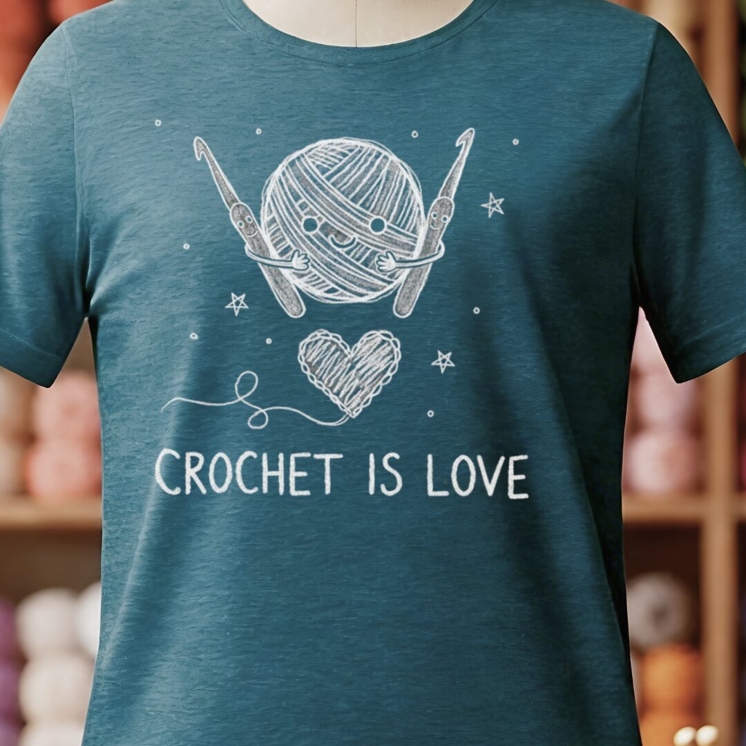 Crochet is Love T-Shirt Teal Blue t-shirt