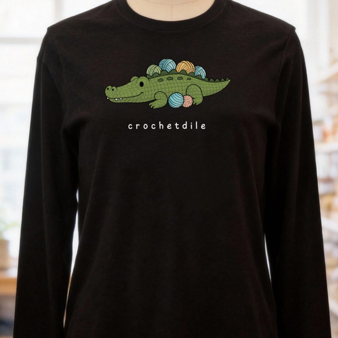 Crochetdile Long Sleeve Tee Black t-shirt