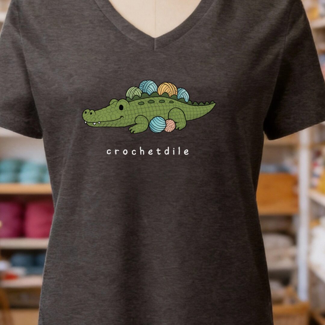 Crochetdile V-Neck T-Shirt Dark Grey t-shirt