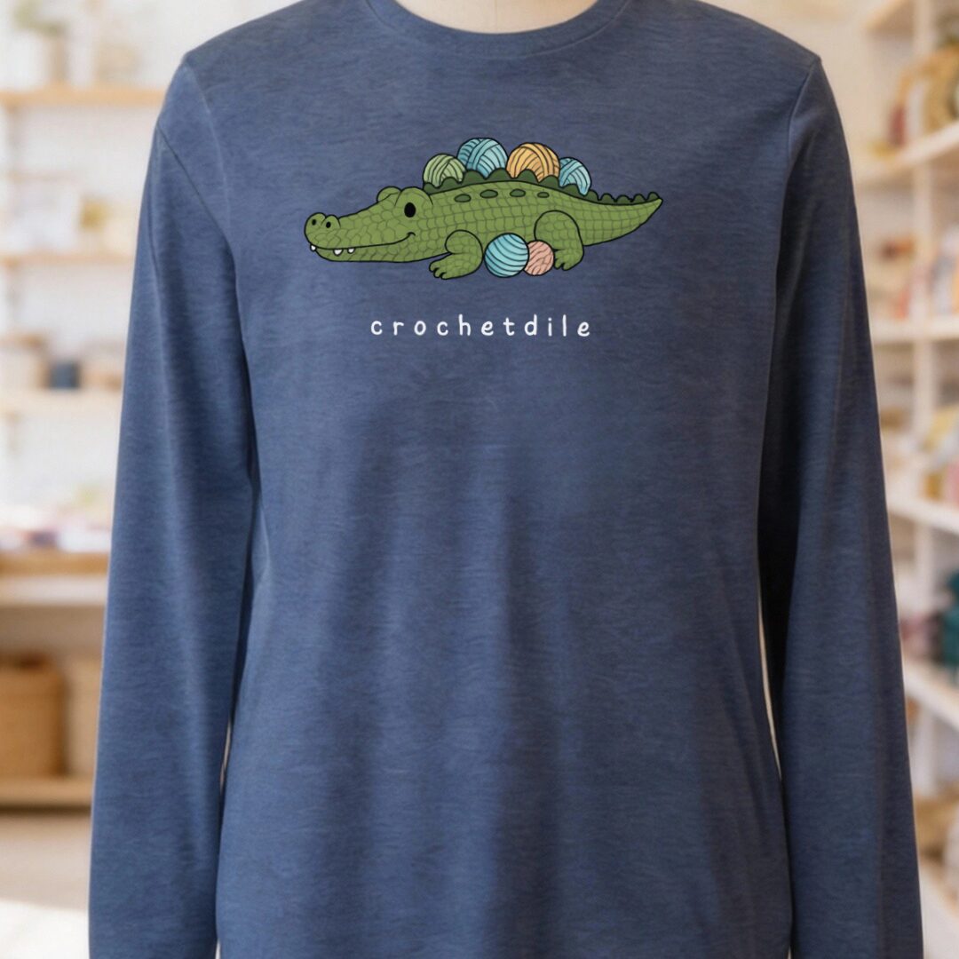 Crochetdile Long Sleeve Tee Navy t-shirt