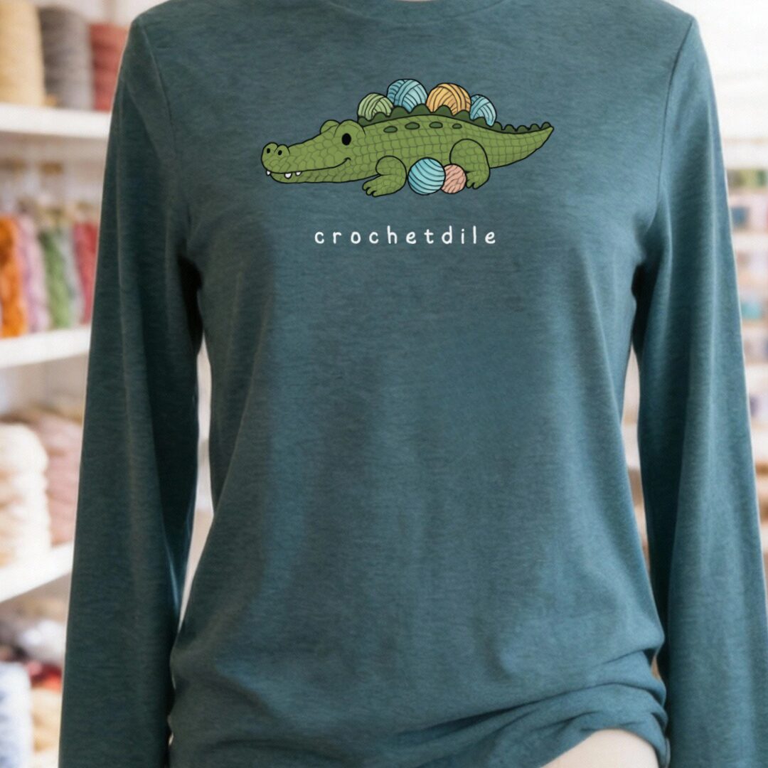 Crochetdile Long Sleeve Tee Teal t-shirt