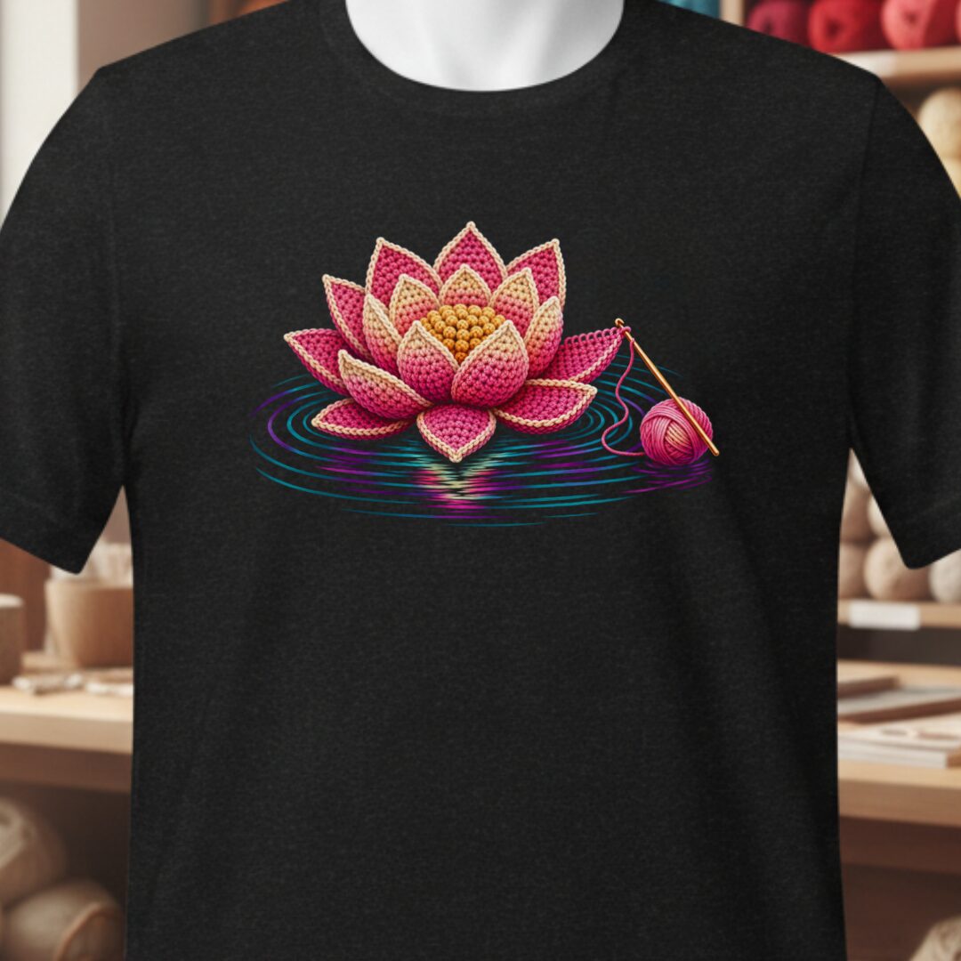 Crocheted Lotus T-Shirt Black t-shirt