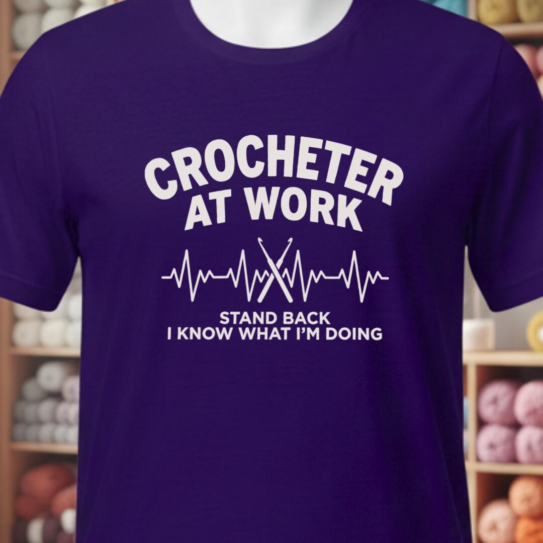Crocheter At Work Purple T-Shirt.jpg