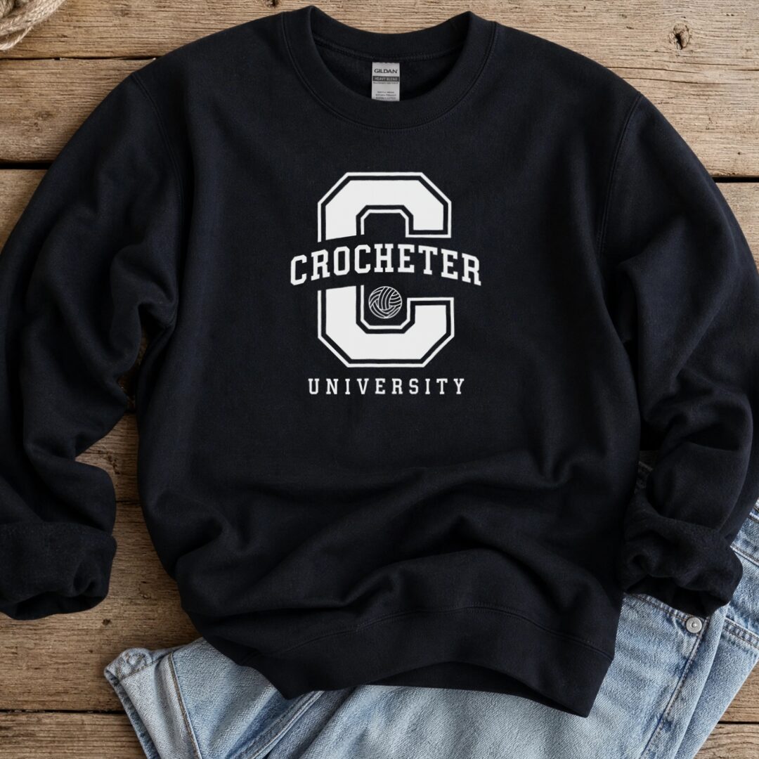 Crocheter University Sweatshirt Black t-shirt