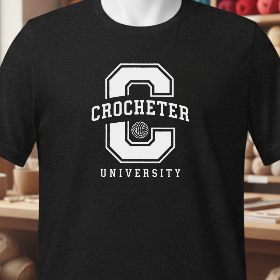 Crocheter University T-Shirt Black t-shirt