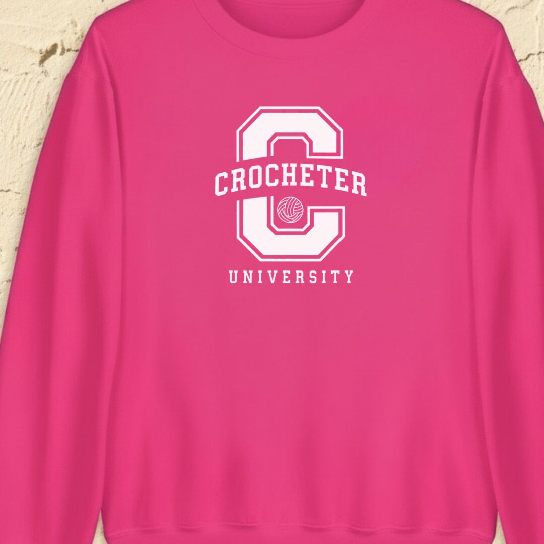 Crocheter University Bright Pink Sweatshirt.jpg