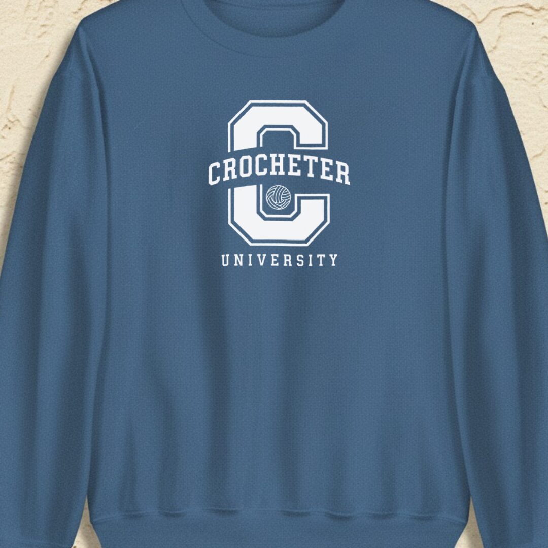 Crocheter University Indigo Blue Sweatshirt.jpg