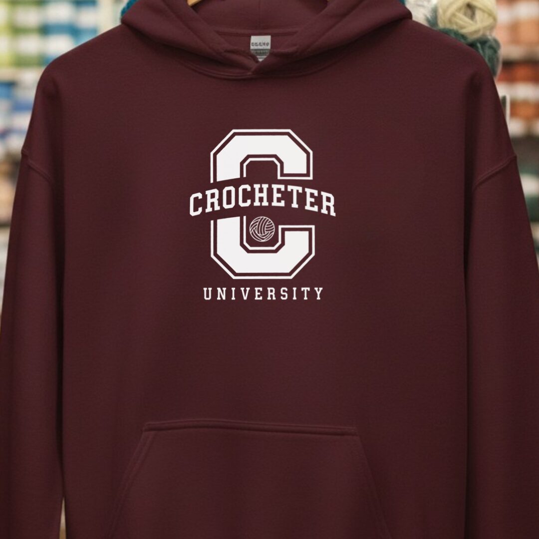 Crocheter University Maroon Hoodie.jpg