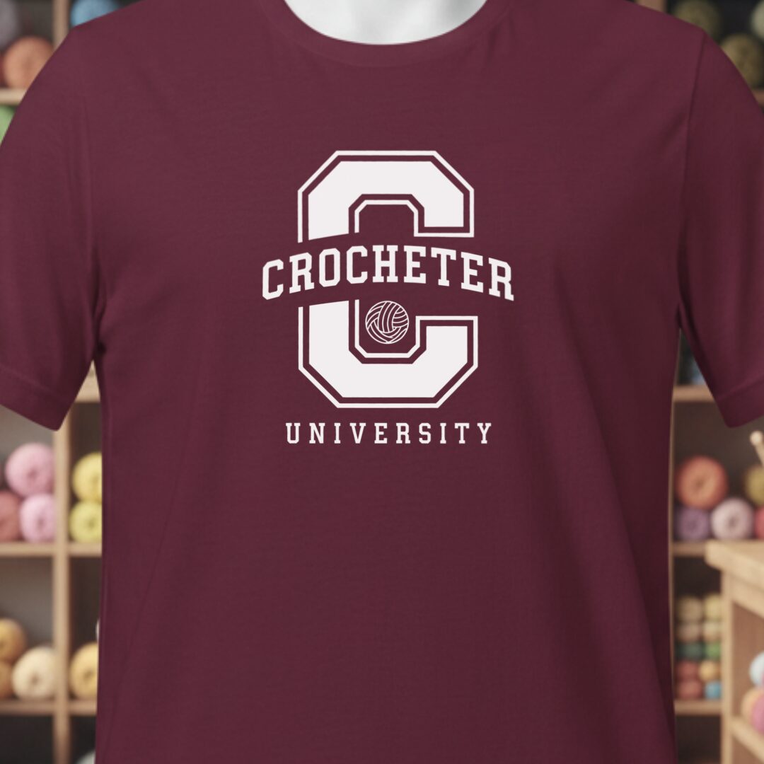 Crocheter University T-Shirt Maroon t-shirt