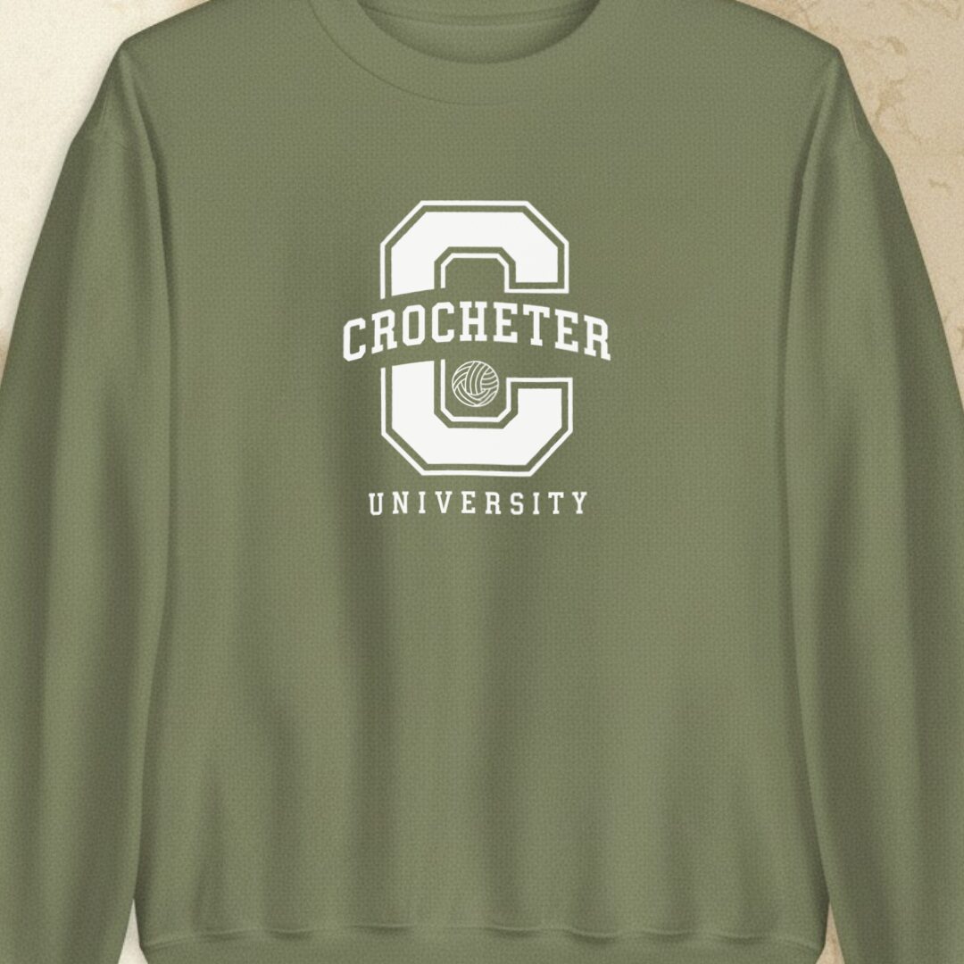 Crocheter University Military Green Sweatshirt.jpg
