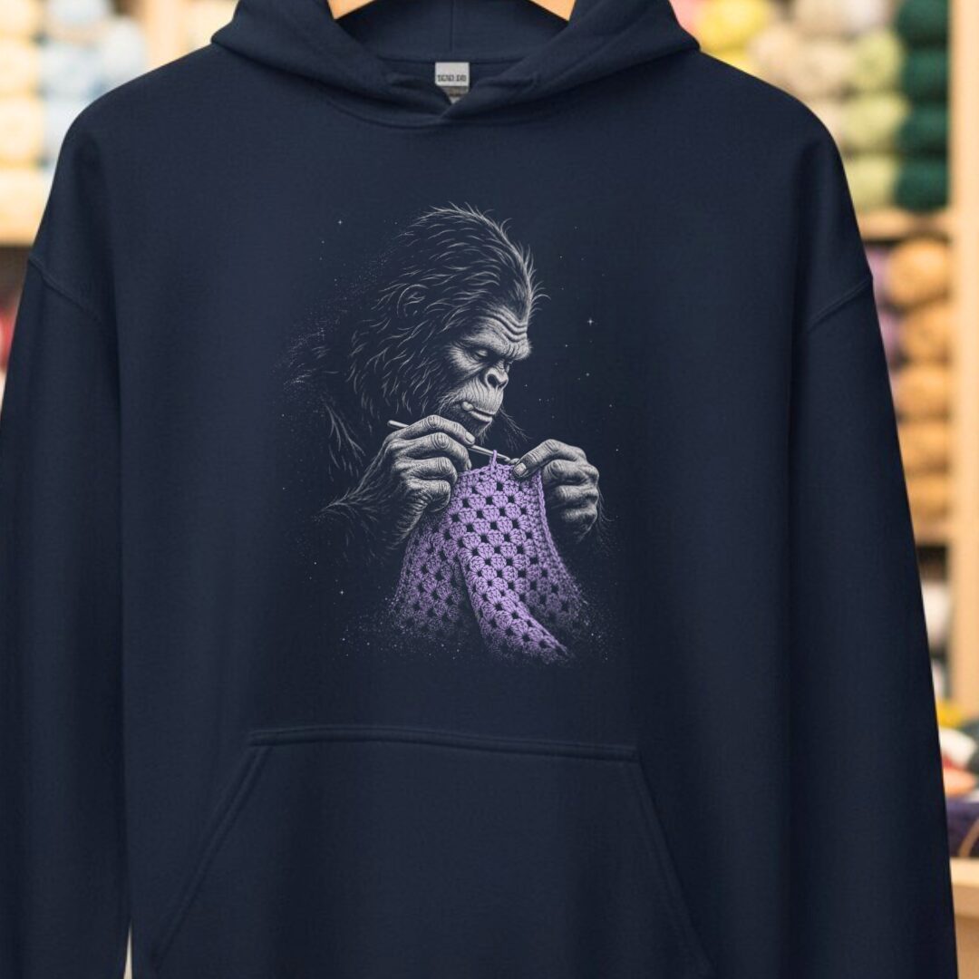 Crocheting Bigfoot Navy Hoodie.jpg