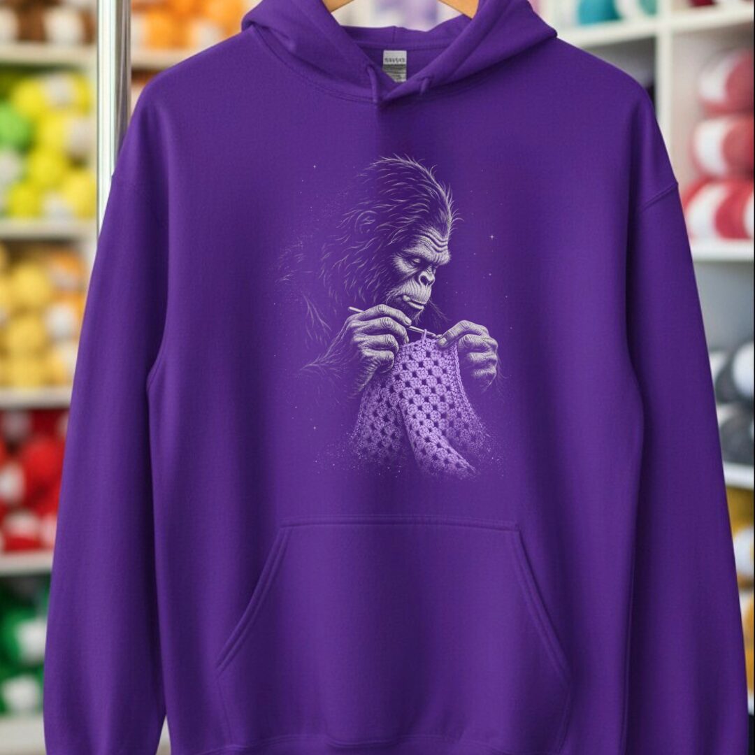 Crocheting Bigfoot Purple Hoodie.jpg