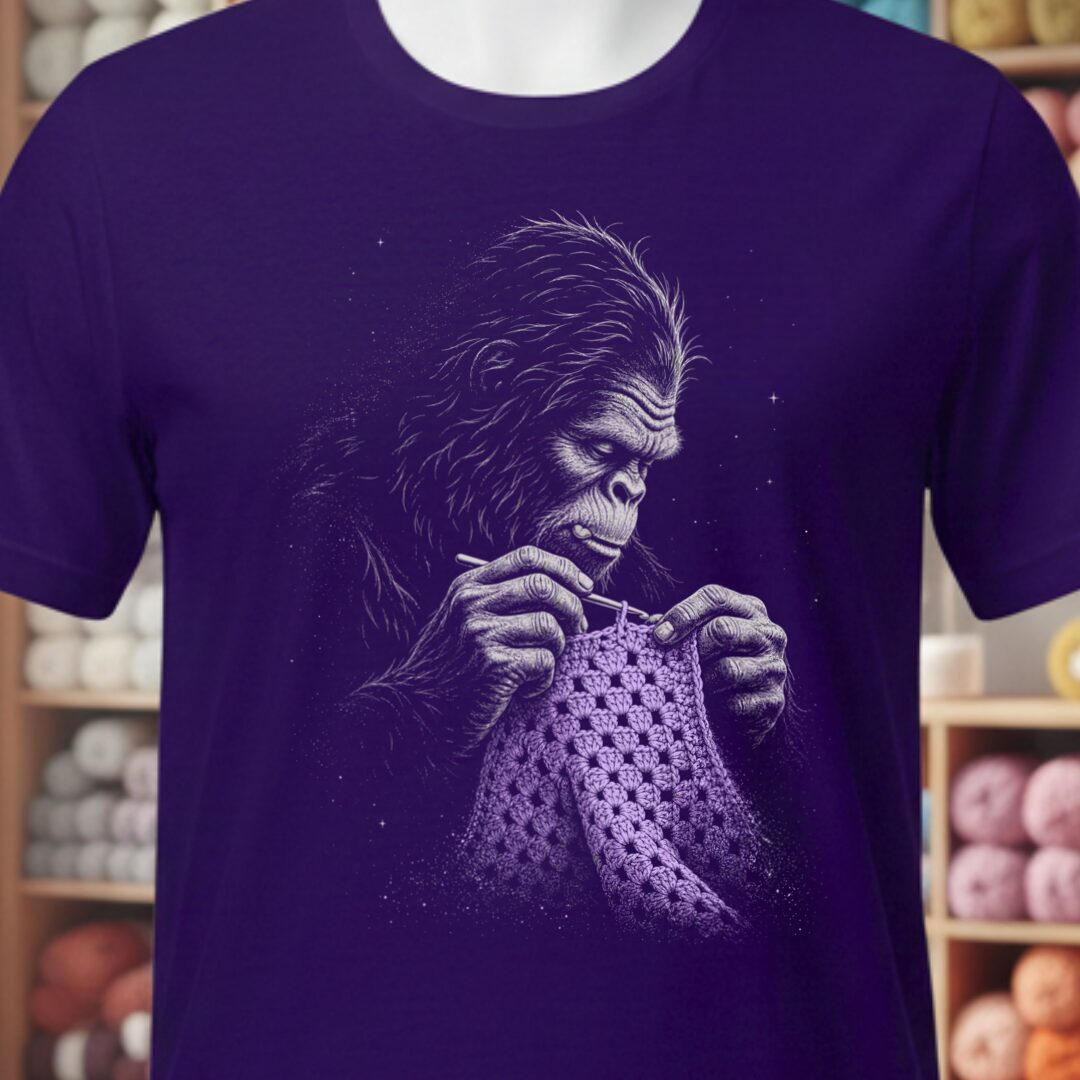 Crocheting Bigfoot Purple T-Shirt.jpg