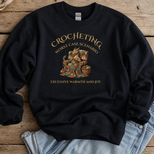 Crocheting Scenario Sweatshirt Black t-shirt