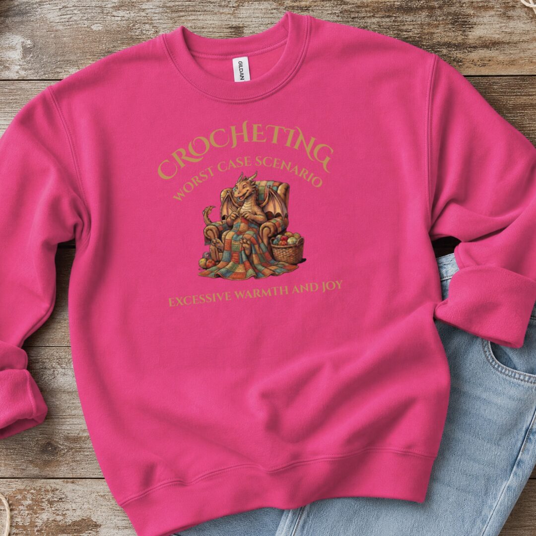 Crocheting Scenario Sweatshirt Bright Pink t-shirt