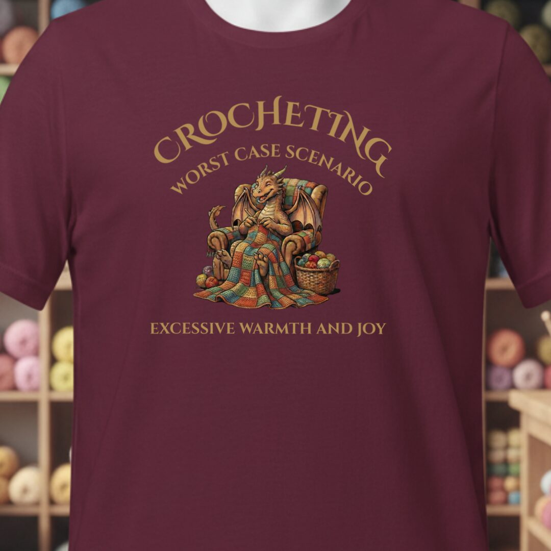 Crocheting Scenario T-Shirt Maroon t-shirt