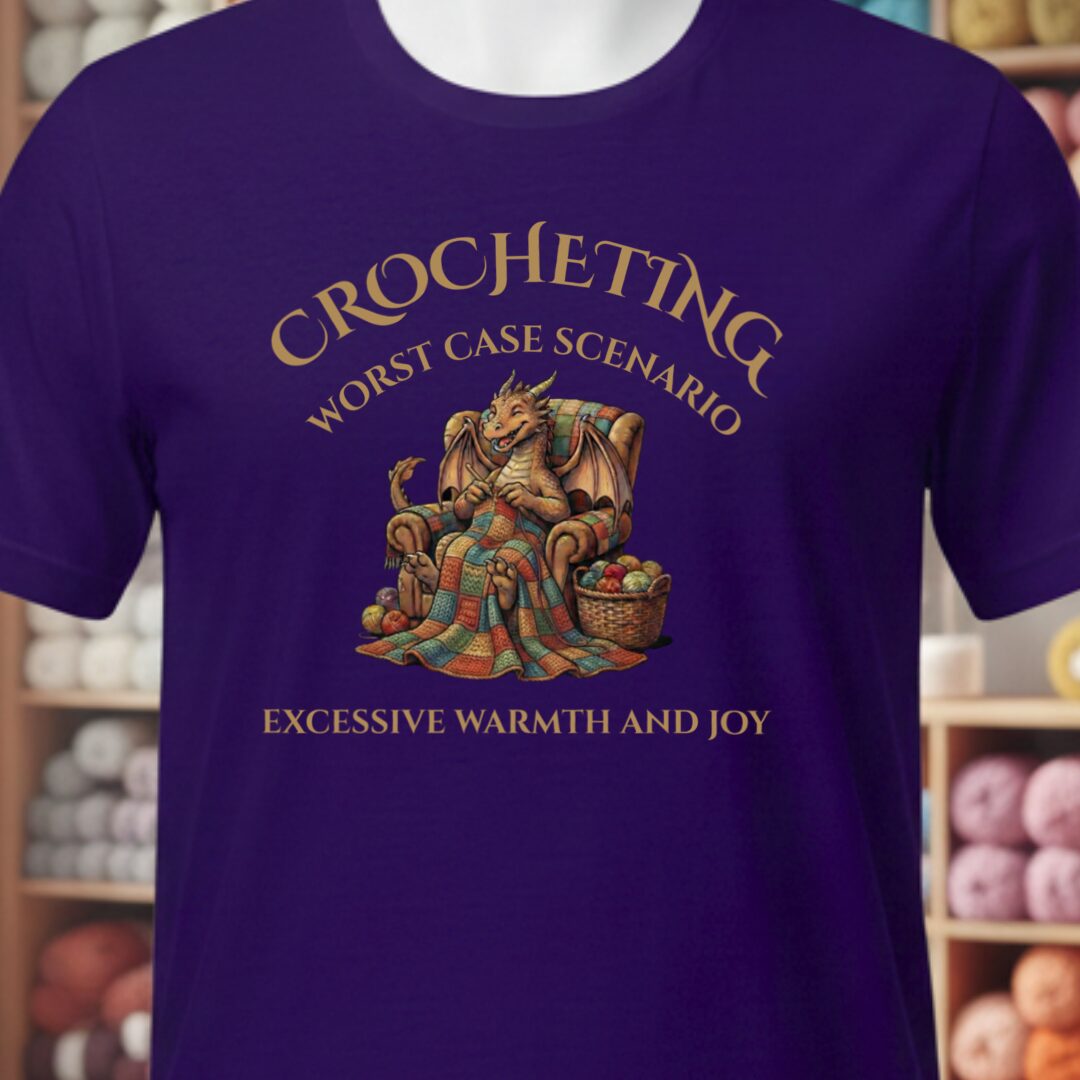 Crocheting Scenario T-Shirt Purple t-shirt