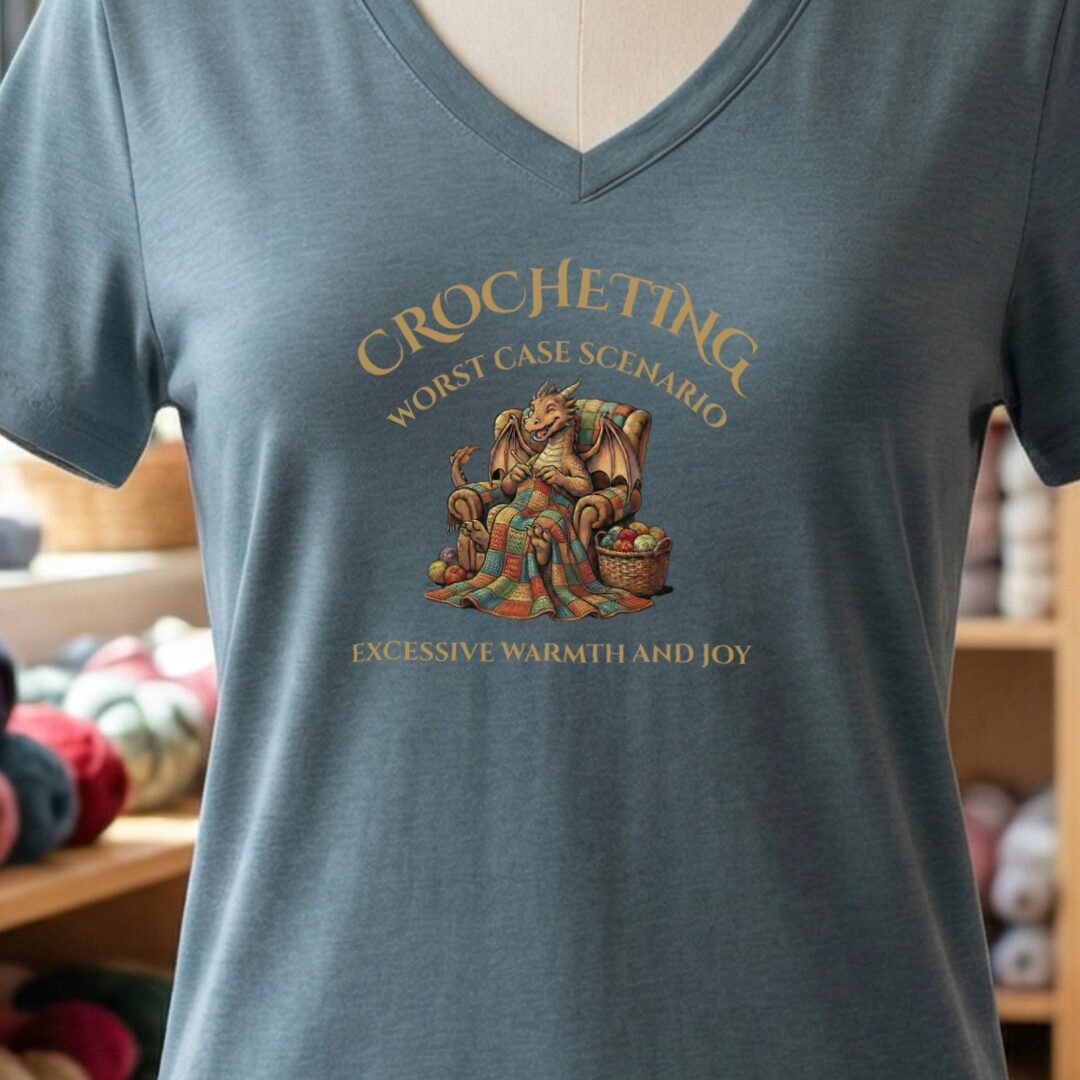 Crocheting Scenario V-Neck T-Shirt Slate t-shirt