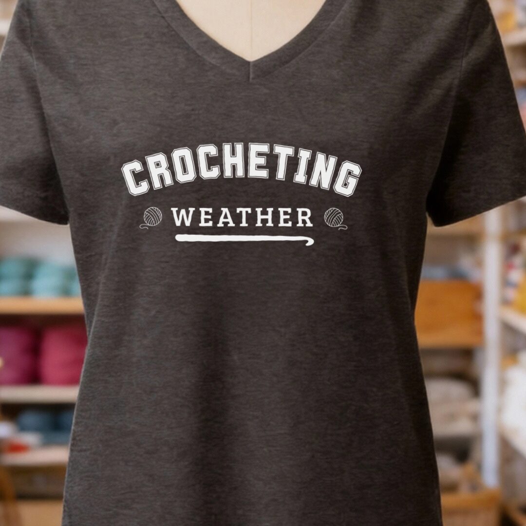 Crocheting Weather V-Neck T-Shirt Dark Grey t-shirt