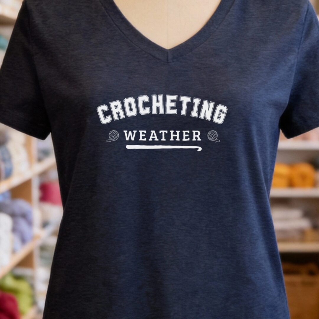 Crocheting Weather V-Neck T-Shirt Navy t-shirt