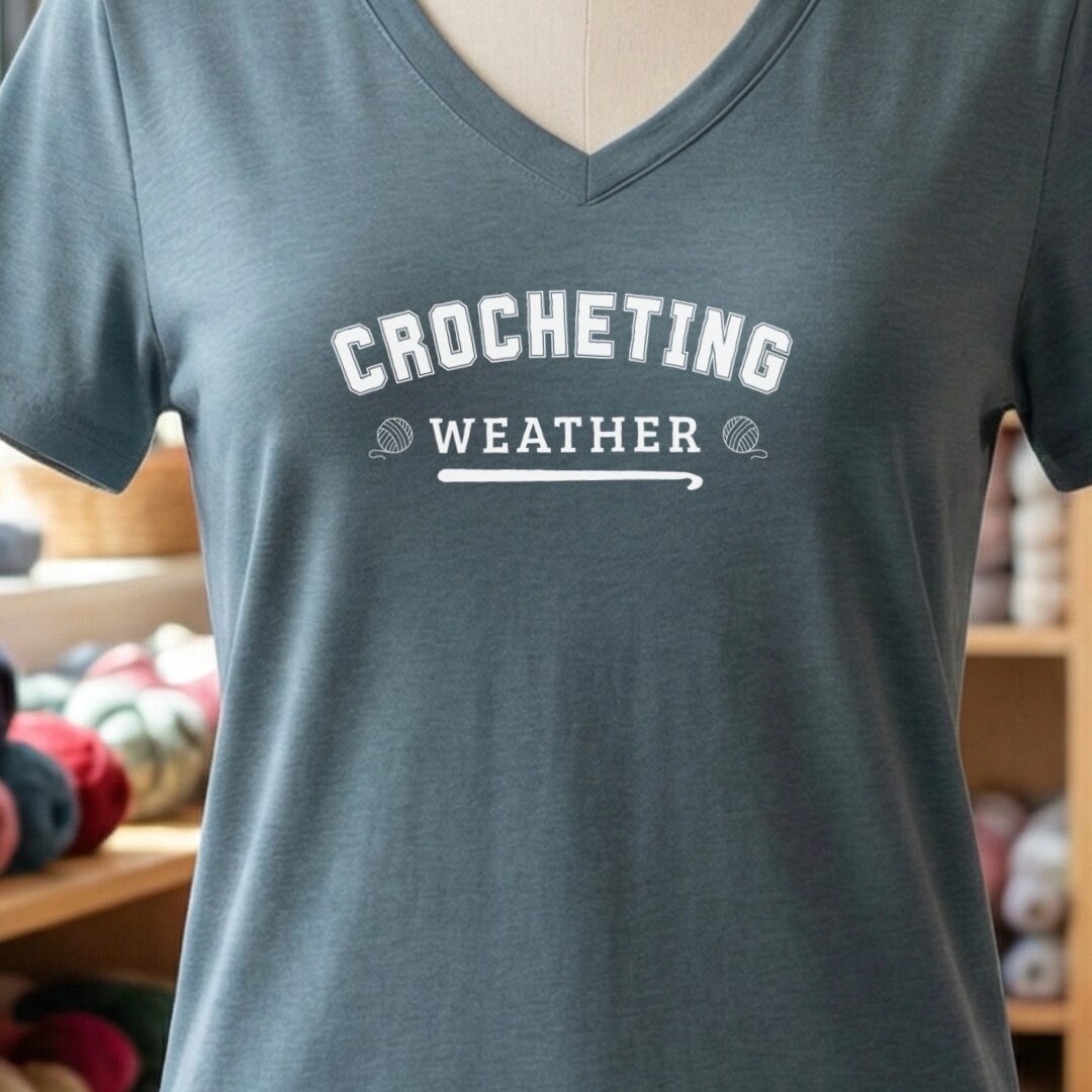 Crocheting Weather V-Neck T-Shirt Slate t-shirt