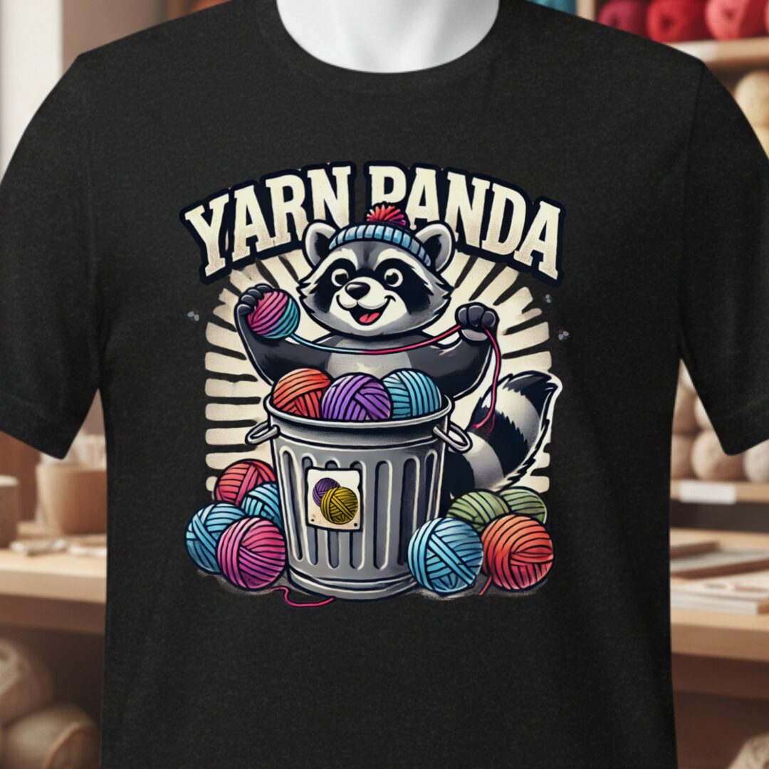 Cute Yarn Panda T-Shirt Black t-shirt