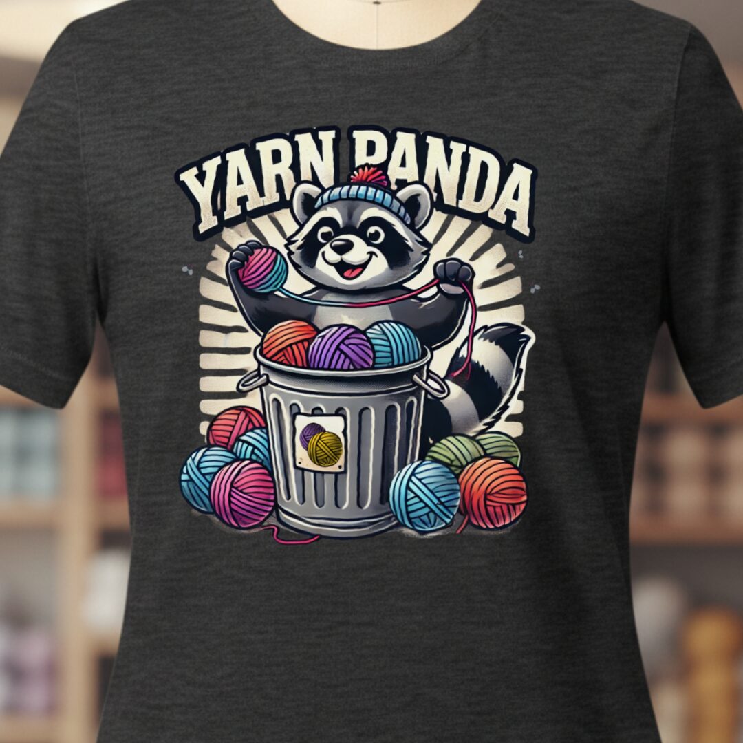 Cute Yarn Panda T-Shirt Dark Grey t-shirt