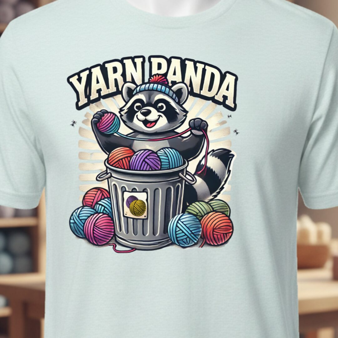 Cute Yarn Panda T-Shirt Ice Blue t-shirt