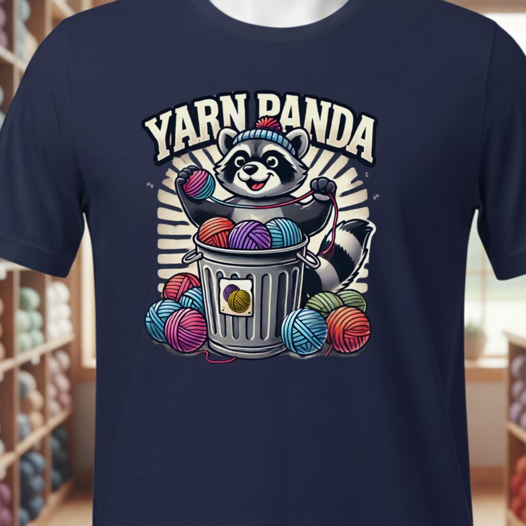 Cute Yarn Panda T-Shirt Navy t-shirt