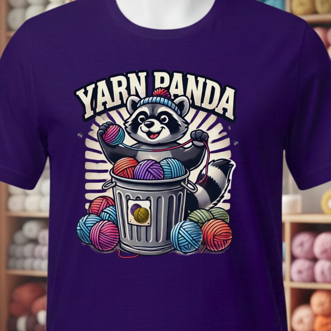 Cute Yarn Panda T-Shirt Purple t-shirt