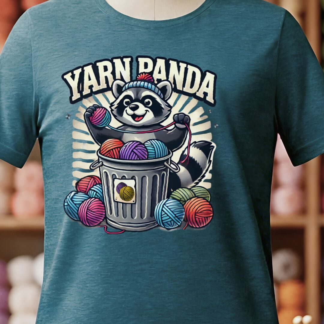 Cute Yarn Panda T-Shirt Teal Blue t-shirt