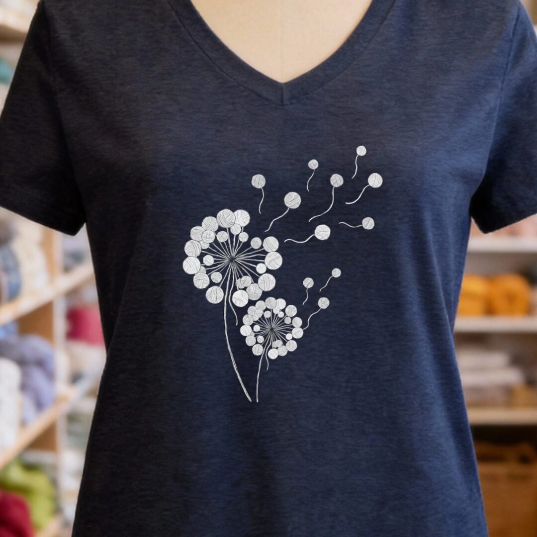 Dandelion V-Neck T-Shirt Navy t-shirt