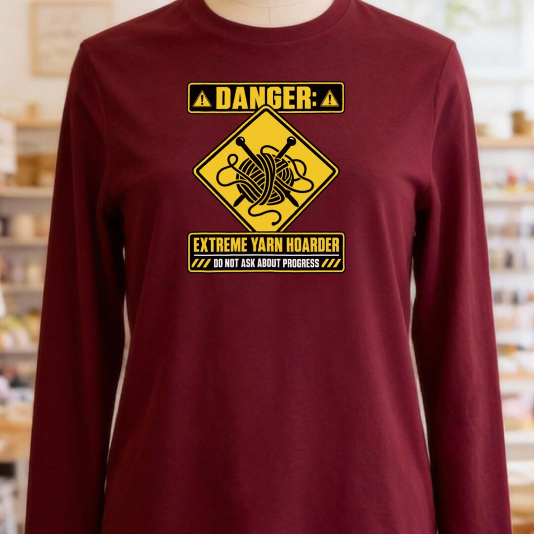 Danger Long Sleeve Tee Maroon t-shirt