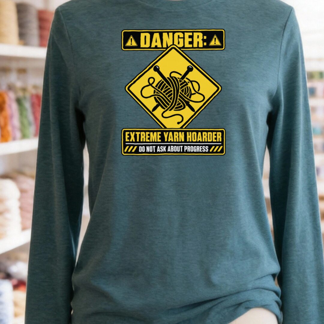 Danger Long Sleeve Tee Teal Blue t-shirt