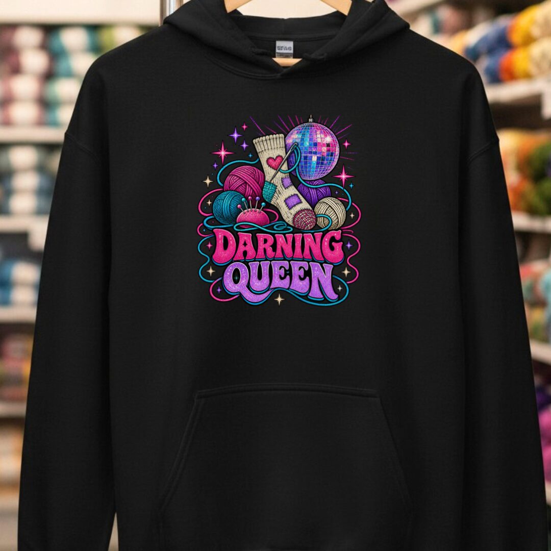 Darning Queen Hoodie Black t-shirt