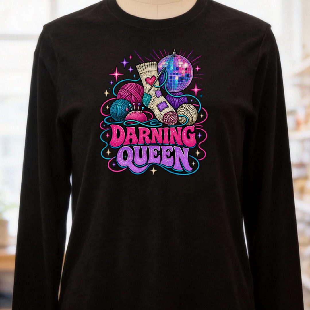 Darning Queen Long Sleeve Tee Black t-shirt