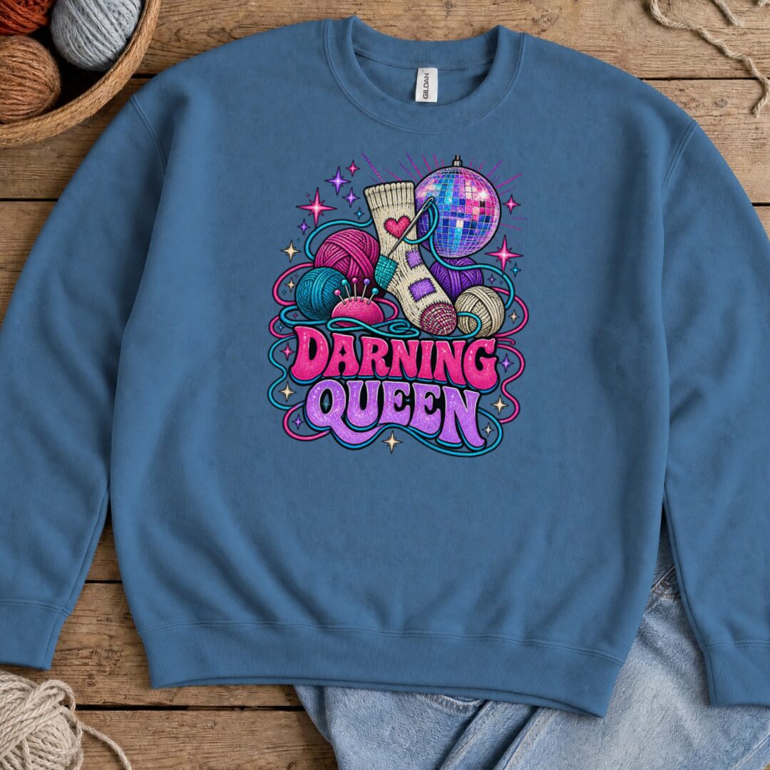 Darning Queen Sweatshirt Indigo Blue t-shirt