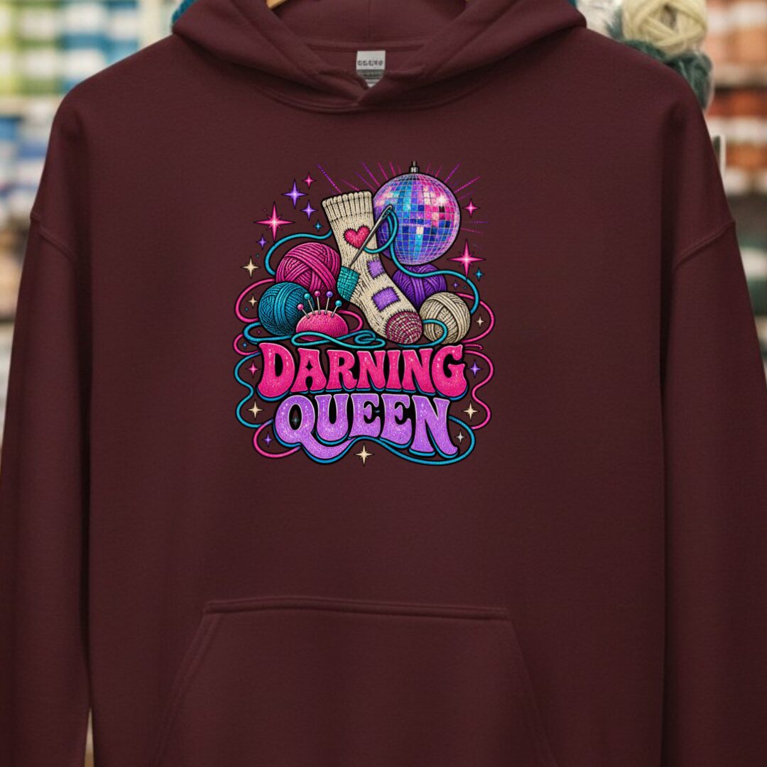 Darning Queen Hoodie Maroon t-shirt