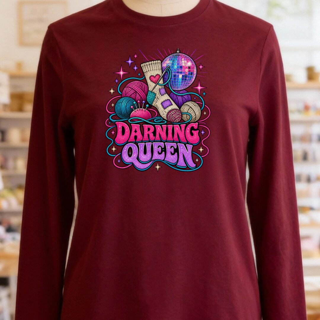 Darning Queen Long Sleeve Tee Maroon t-shirt