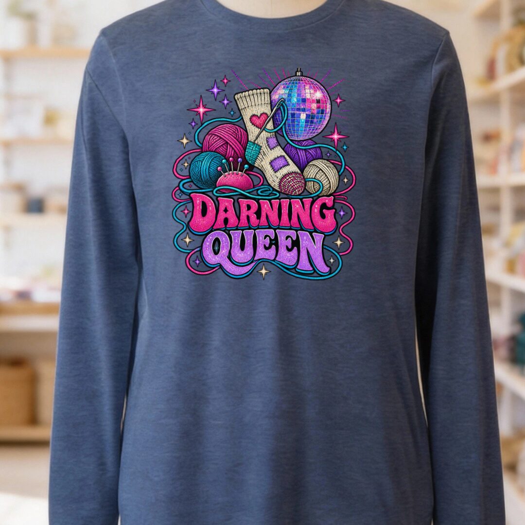 Darning Queen Long Sleeve Tee Navy t-shirt