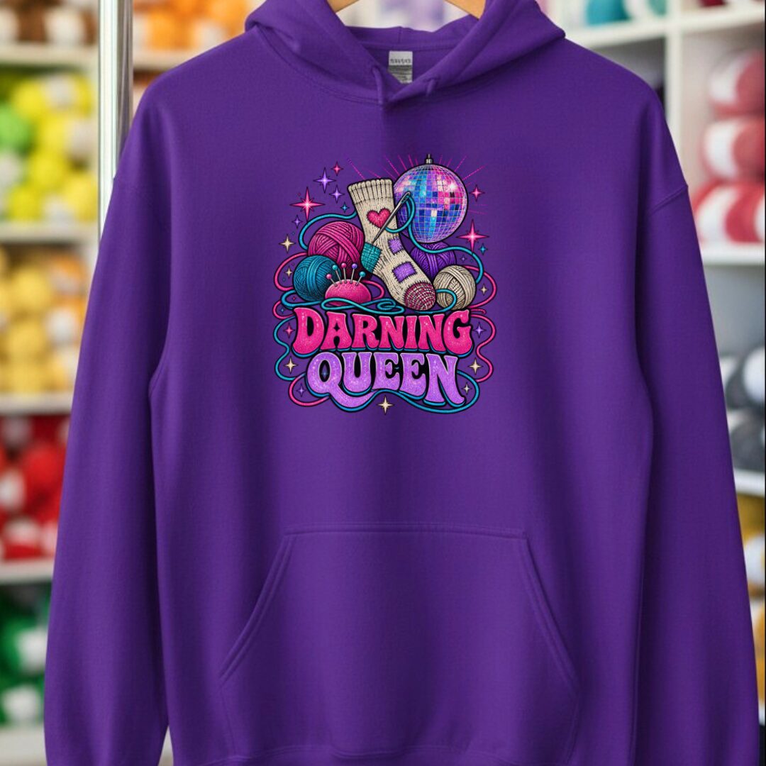 Darning Queen Hoodie Purple t-shirt