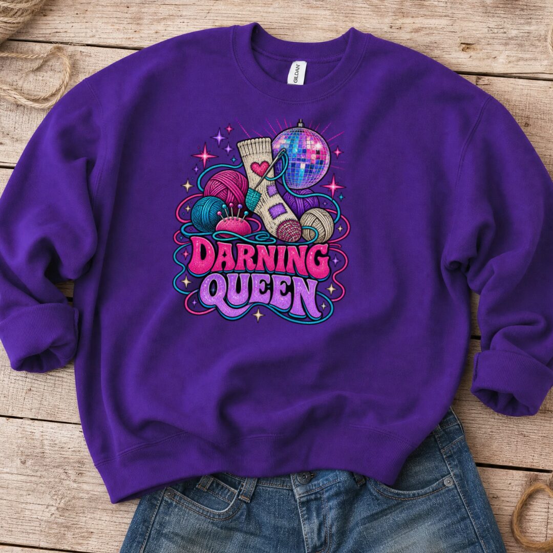 Darning Queen Sweatshirt Purple t-shirt