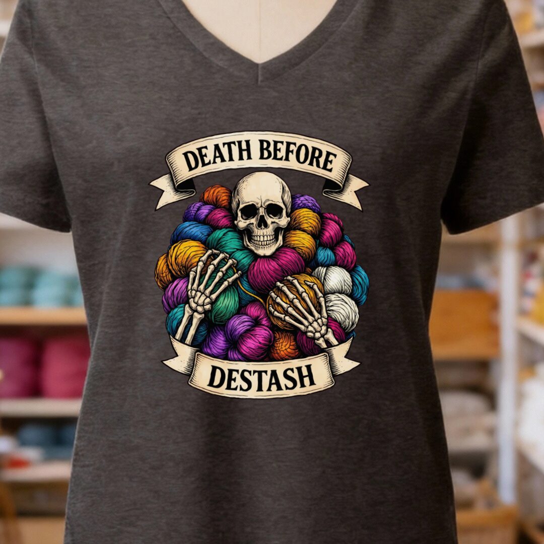 Death Before Destash V-Neck T-Shirt Dark Grey t-shirt